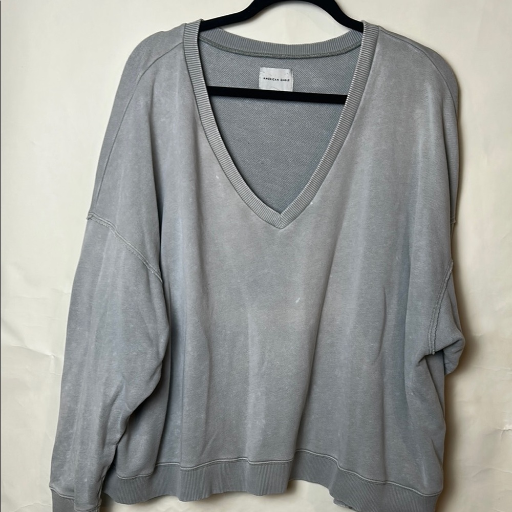 American Eagle Outfitters Soft Gray V-Neck Pullover
